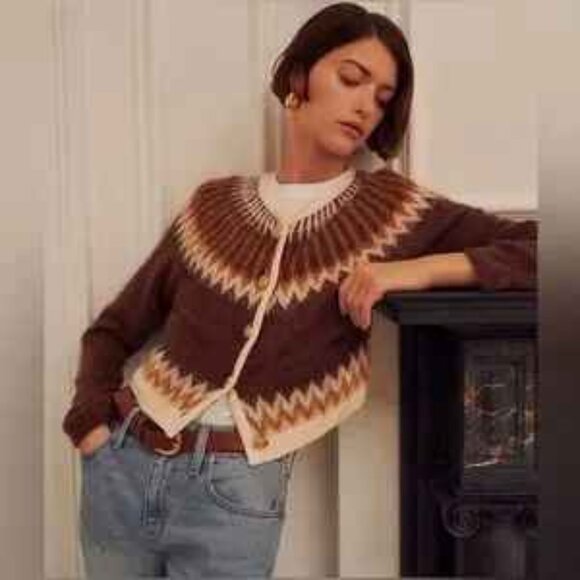 J. Crew Fair Isle cardigan sweater in brushed yarn - Picture 1 of 6